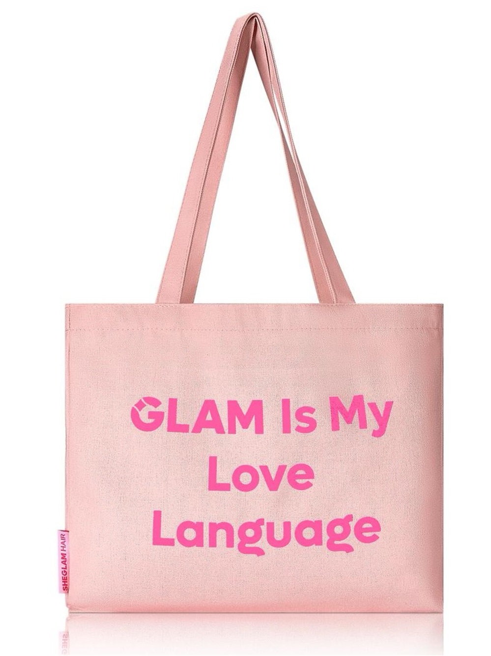 Sheglam “Glam is my love language” pink tote bag NWT